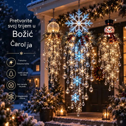 🔥 50% POPUSTA DANAS 🎅 Božićna viseća pahuljica i kristalna LED lampa | Čarobni sjaj za verandu ✨