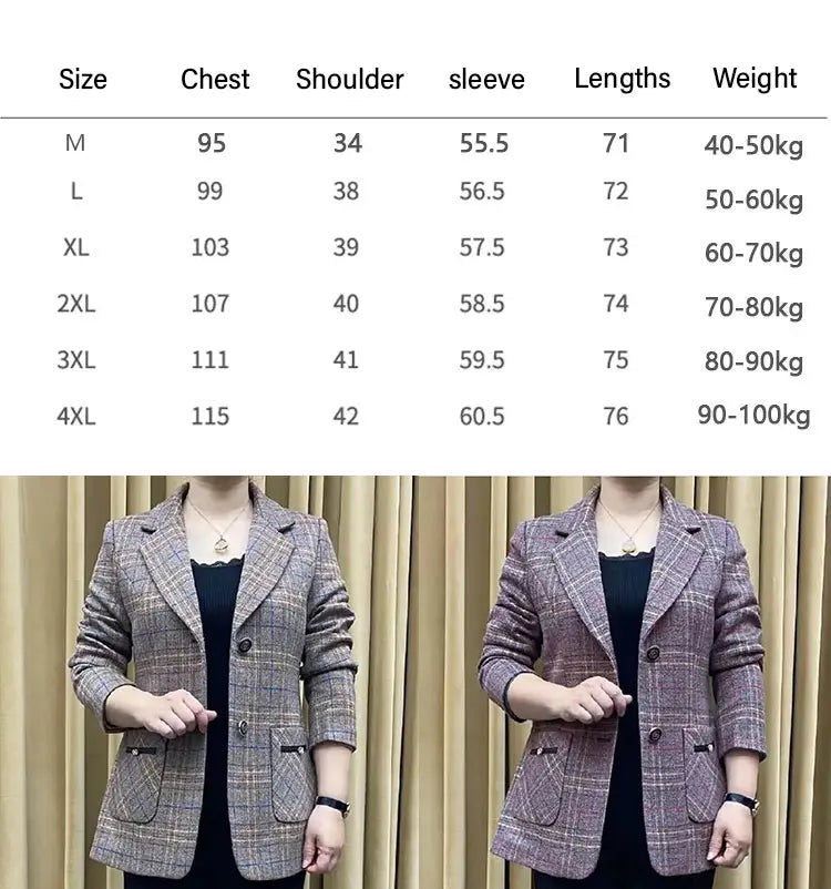✨🧥【M-4XL】Nueva chaqueta de traje con solapa de muesca para mujer de otoño e invierno