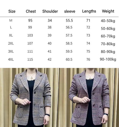 ✨🧥【M-4XL】Nueva chaqueta de traje con solapa de muesca para mujer de otoño e invierno