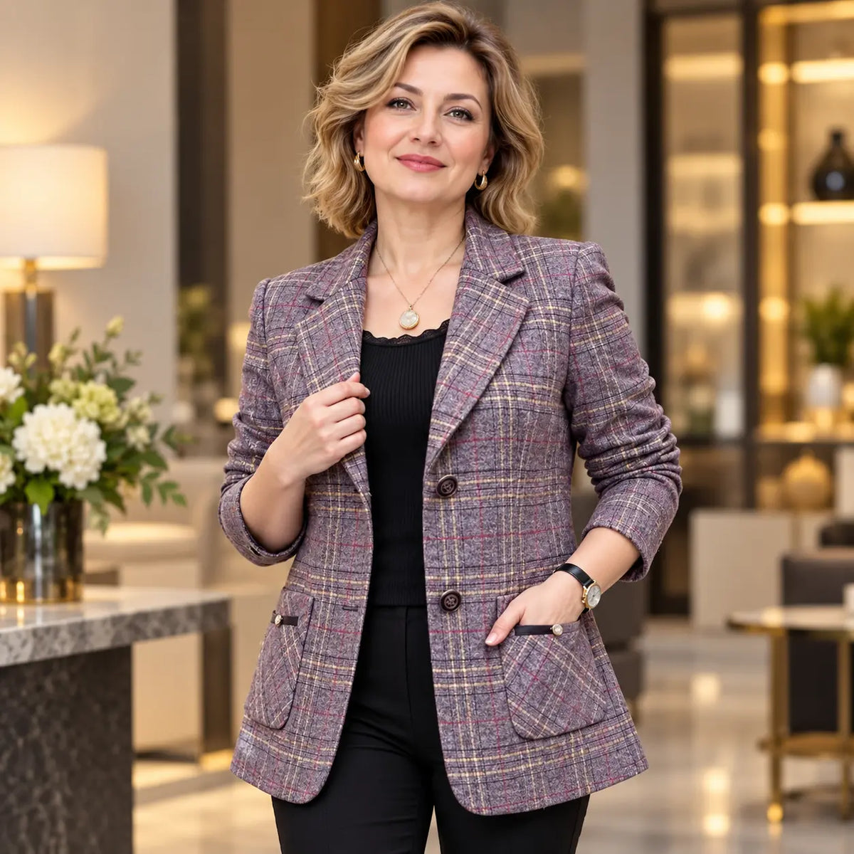 ✨🧥【M-4XL】Nueva chaqueta de traje con solapa de muesca para mujer de otoño e invierno