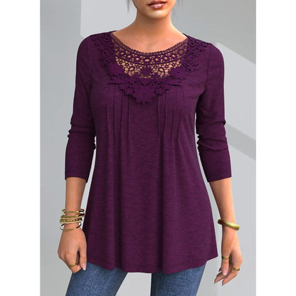 🔥Popust -50% 🔥【S-5XL】Nova ženska modna majica dugih rukava s izrezom od čipke ✅Plaćanje pouzećem-4383081