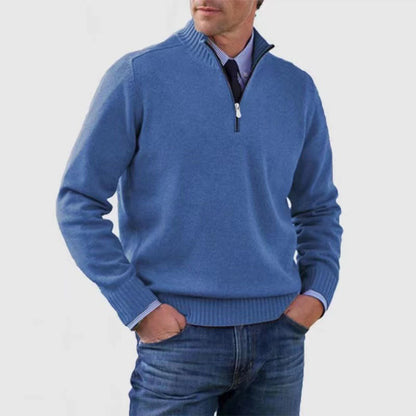 🔥👔【M-5XL】Muška pletena majica s visokim ovratnikom i patentnim zatvaračem, veliki brojevi – jednobojna, jednostavna i svestrana za svakodnevno nošenje.
