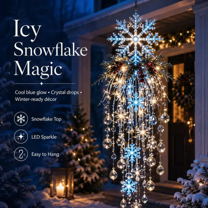 🔥 50% POPUSTA DANAS 🎅 Božićna viseća pahuljica i kristalna LED lampa | Čarobni sjaj za verandu ✨