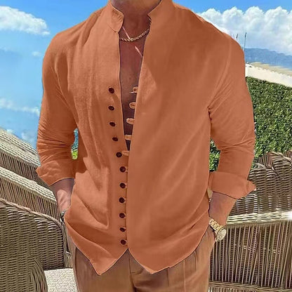 【40-100 kg】Camisa de hombre de algodón y lino, tallas grandes ✅️Pago contra entrega
