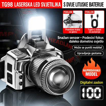 💡【50% OFF】Snažna indukcijska svjetiljka za glavu za kućnu upotrebu, vanjsku upotrebu, zumiranje, veliki domet, punjiva, dugotrajna, noćno hodanje, avanturu, noćni ribolov