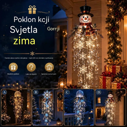 🔥 50% POPUSTA DANAS 🎅 Božićna viseća pahuljica i kristalna LED lampa | Čarobni sjaj za verandu ✨