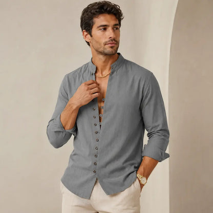【40-100 kg】Camisa de hombre de algodón y lino, tallas grandes ✅️Pago contra entrega