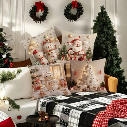 🎅🎄Jastučnice s božićnom tematikom, jastučnice za ugodnu atmosferu [set od 4 dijela]