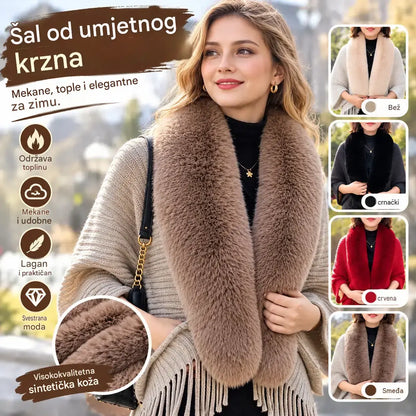 ❄️Pleteni šal s plišanim ovratnikom – elegantan i topao, savršen za svaku prigodu i stvaranje sofisticiranog izgleda.