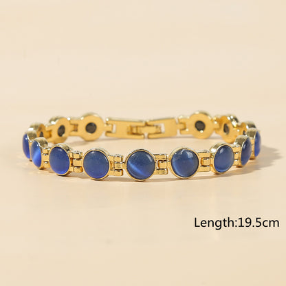 🌈✨【🔥Artículo de gran venta-1 pieza 25€】Elegante pulsera magnética con piedras de ojo de gato doradas