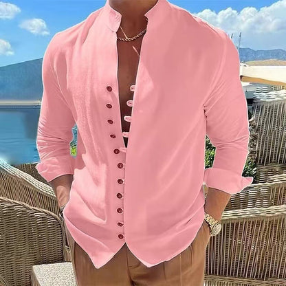 【40-100 kg】Camisa de hombre de algodón y lino, tallas grandes ✅️Pago contra entrega