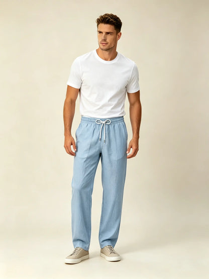 🔥🔥Pantalones casuales para hombre 2026 hechos de algodón y lino en un color liso