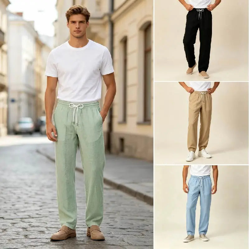 🔥🔥Pantalones casuales para hombre 2026 hechos de algodón y lino en un color liso