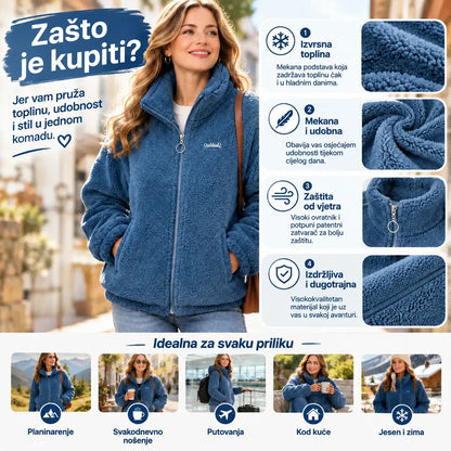 😍 U pola cijene! 【M-4XL】Zimska jakna od flisa, debela jakna s podstavom od umjetnog krzna (sherpa), topli prsluk.