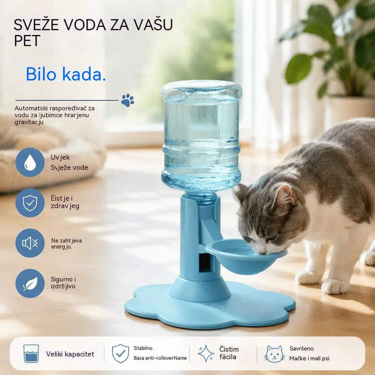 🐾 Automatska posuda za vodu za kućne ljubimce – gravitacijska, samopunjiva posuda za pse i mačke