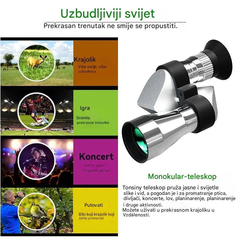 🔭🔥Mini monokularni teleskop za telefon - Prijenosni monokularni teleskop za putovanja i promatranje