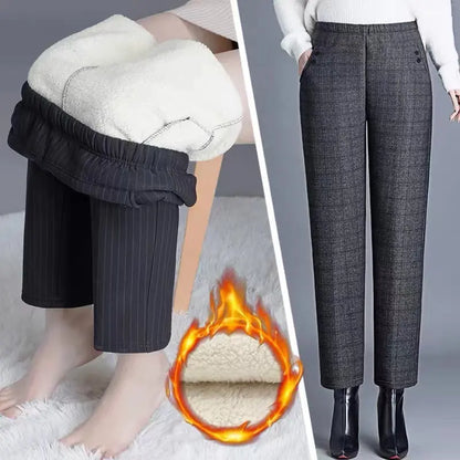🏆【45–90 kg】👖👖 Nove ženske hlače za jesen/zimu – visoki struk, ravne nogavice i podstava od flisa