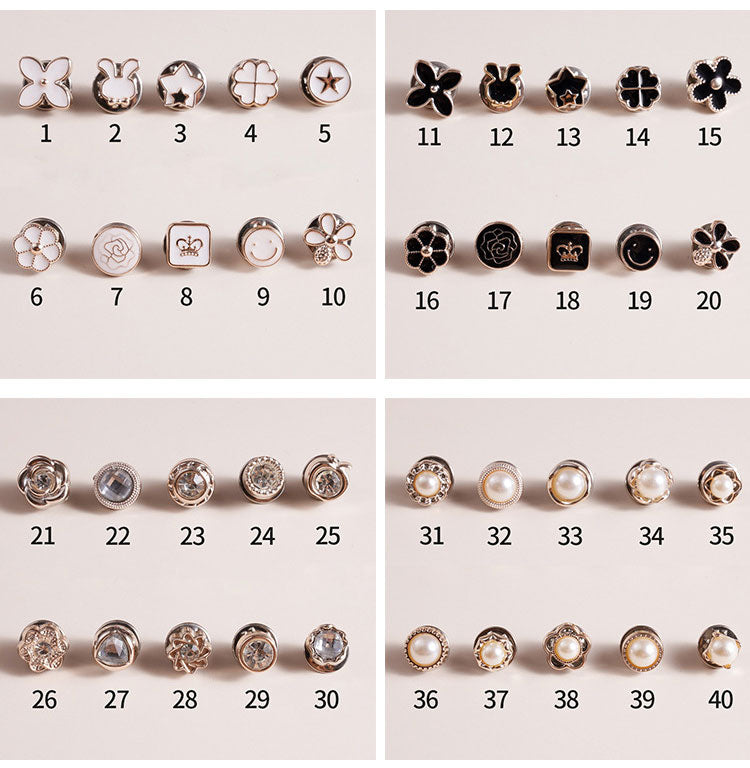 💖【40 PCS】 Botón decorativo anti-descuido para ropa, ajustable y elegante