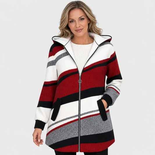 💕Zľava 50 % – Nová dámska pruhovaná bunda s kapucňou (veľkosti S – 3XL)